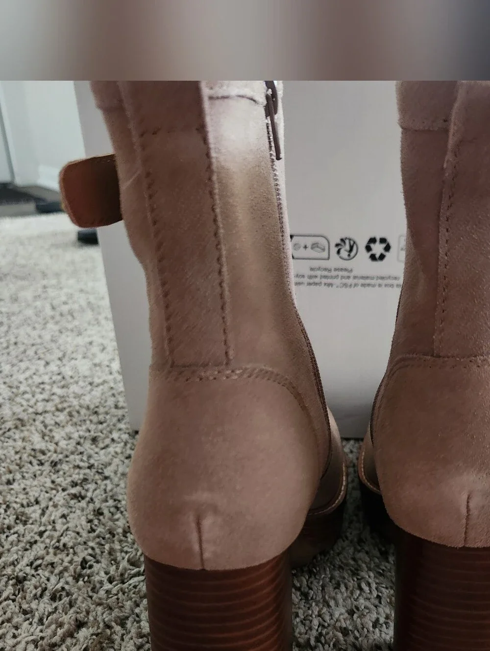 Steve Madden Summit Taupe Suede Platform Block Brown Heel Bootie Boot NEW